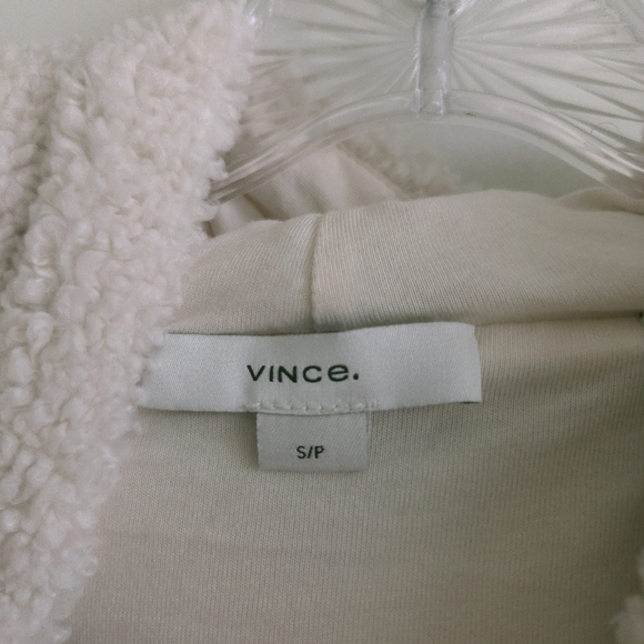 Vince Faux Sherpa Ivory Pullover Hoodie Sweatshirt - Picture 4 of 6